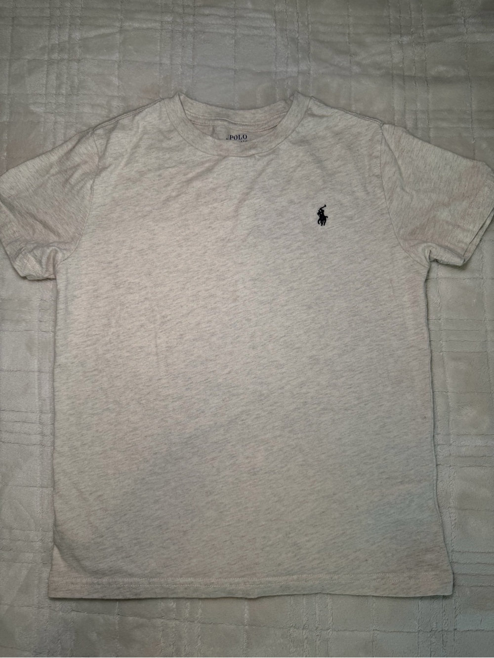 Polo by Ralph Lauren Heather Gray Short Sleeve Tee with Navy Pony 7 boys